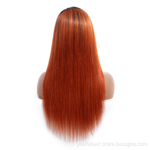 Wholesale Price 12A Virgin Brazilian Human Hair Orange 1b/350 Ombre Color 4x4 Transparent HD Lace Closure Wigs for Black Women